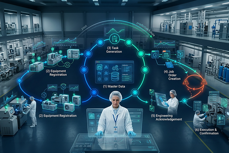 Technician performing equipment calibration
