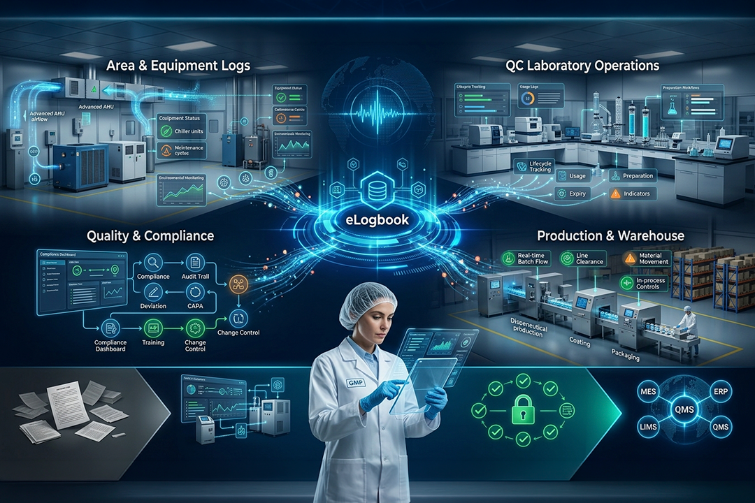 Quality control laboratory with digital instruments
